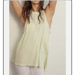 FP Movement by Free People Solid Making Waves Tank Lime Cotton Tank Top Size S